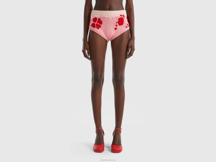 culottes rosas con incrustaciones florales NHBF4065 rosa mujer Benetton