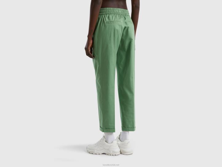 joggers de algodón elástico NHBF4041 verde mujer Benetton