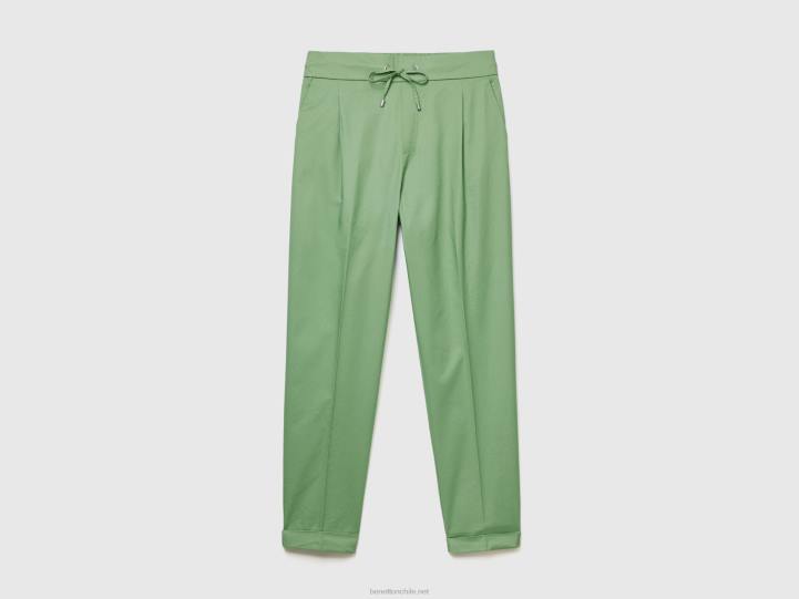 joggers de algodón elástico NHBF4041 verde mujer Benetton