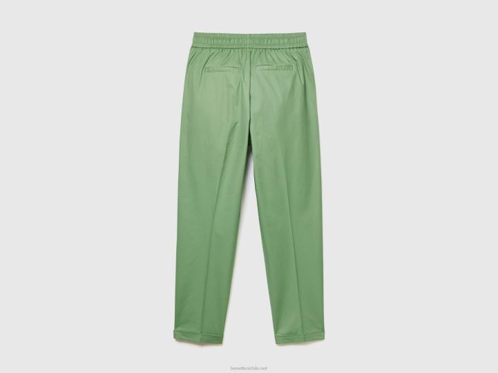 joggers de algodón elástico NHBF4041 verde mujer Benetton