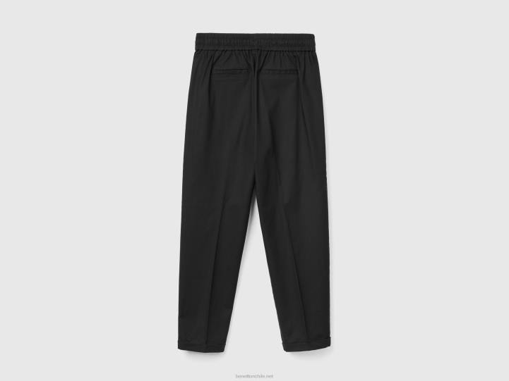 joggers de algodón elástico NHBF4114 negro mujer Benetton