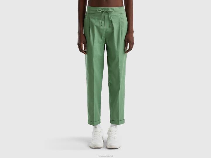 joggers de algodón elástico NHBF584 verde mujer Benetton