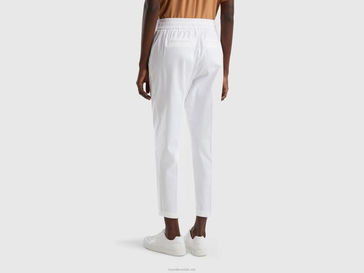 joggers de algodón elástico NHBF626 blanco mujer Benetton