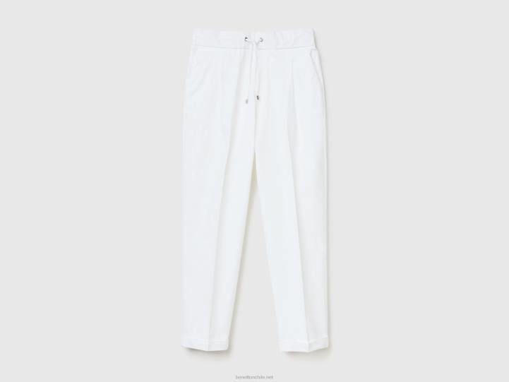 joggers de algodón elástico NHBF626 blanco mujer Benetton