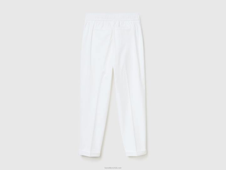 joggers de algodón elástico NHBF626 blanco mujer Benetton