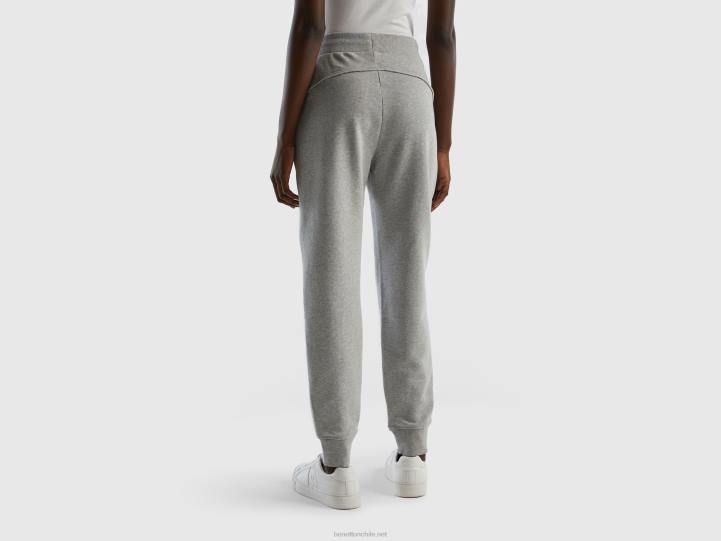 pantalones de chándal con cordón NHBF4110 gris claro mujer Benetton