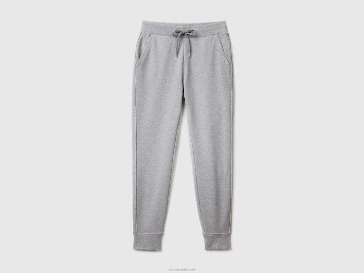 pantalones de chándal con cordón NHBF4110 gris claro mujer Benetton
