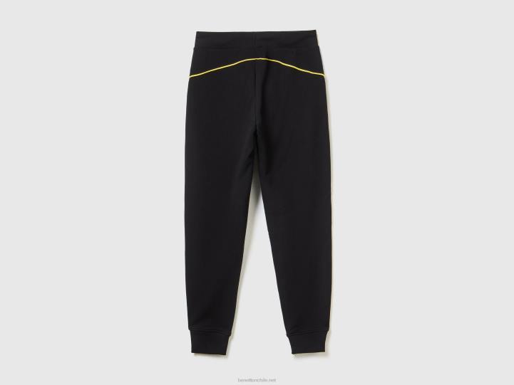 pantalones de chándal con cordón NHBF4117 negro mujer Benetton