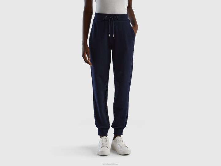 pantalones de chándal con cordón NHBF644 azul oscuro mujer Benetton