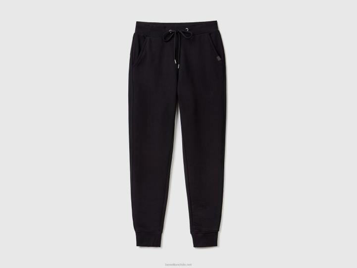 pantalones de chándal con cordón NHBF657 negro mujer Benetton