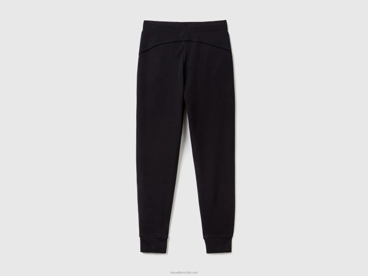pantalones de chándal con cordón NHBF657 negro mujer Benetton