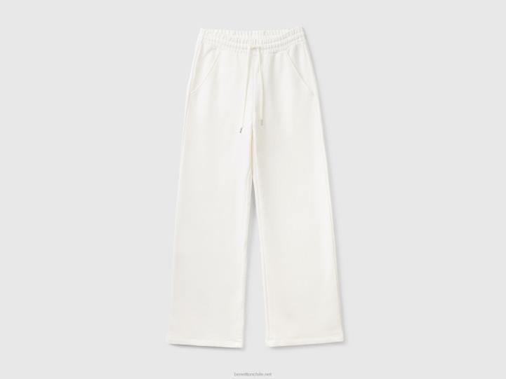 pantalones de chándal de cintura alta NHBF4056 Blanco crema mujer Benetton