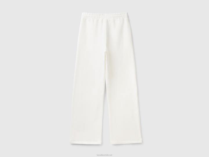 pantalones de chándal de cintura alta NHBF4056 Blanco crema mujer Benetton