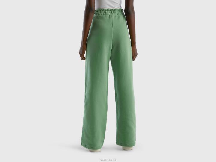 pantalones de chándal de cintura alta NHBF591 verde mujer Benetton