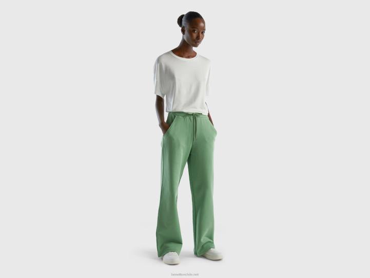 pantalones de chándal de cintura alta NHBF591 verde mujer Benetton