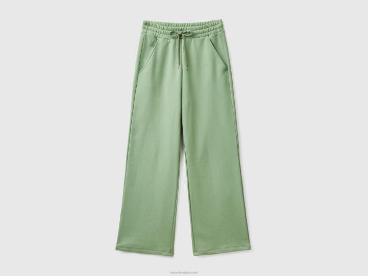 pantalones de chándal de cintura alta NHBF591 verde mujer Benetton