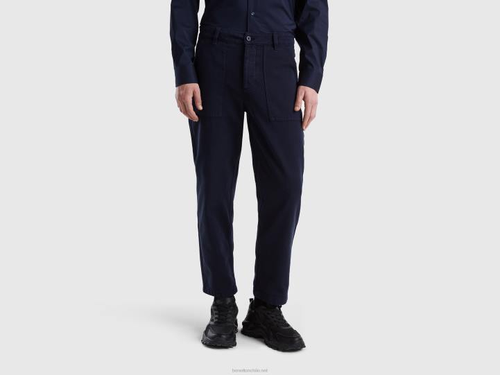 pantalones capri rectos NHBF1435 azul oscuro mujer Benetton