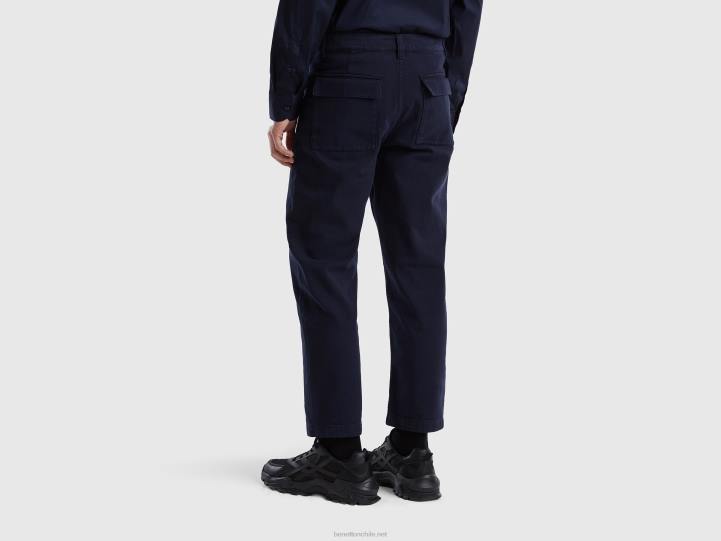pantalones capri rectos NHBF4623 azul oscuro mujer Benetton