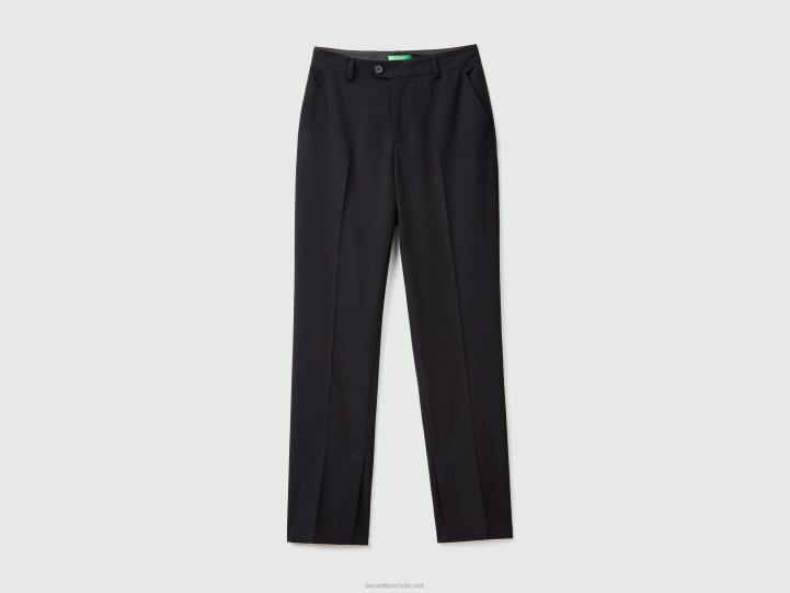 pantalones fluidos con aberturas NHBF4082 negro mujer Benetton