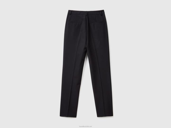 pantalones fluidos con aberturas NHBF561 negro mujer Benetton