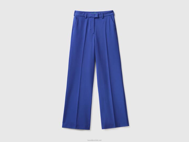 pantalones fluidos con pernera ancha NHBF4042 azul brillante mujer Benetton
