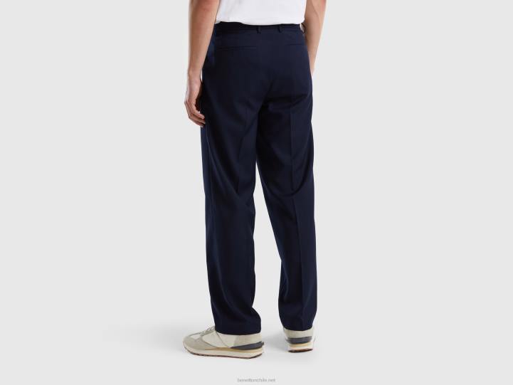 pantalones fluidos de corte holgado NHBF1419 azul oscuro mujer Benetton