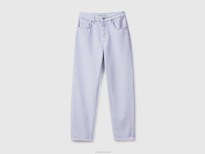 pantalones largos mom fit NHBF597 lavanda mujer Benetton