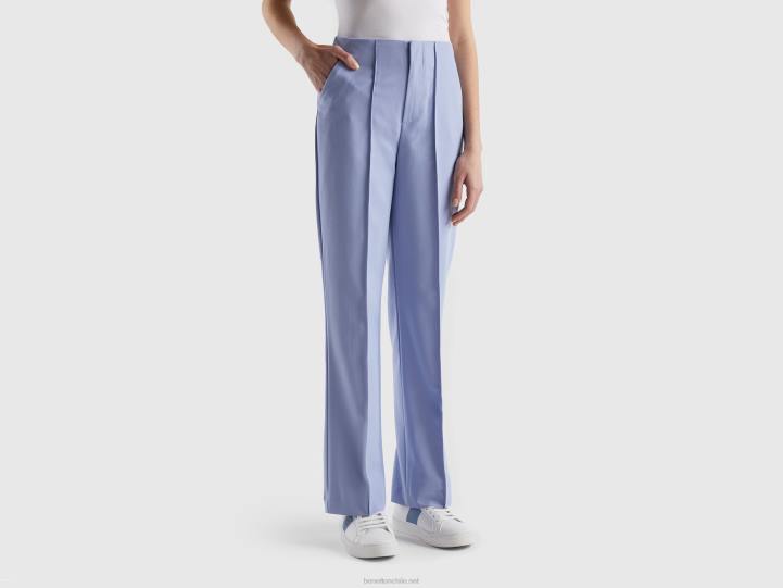 pantalones rectos de tiro alto NHBF574 lavanda mujer Benetton