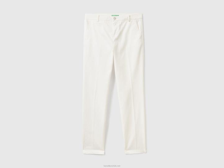 pantalones chinos de algodón slim fit blanco crema NHBF4125 blanco mujer Benetton