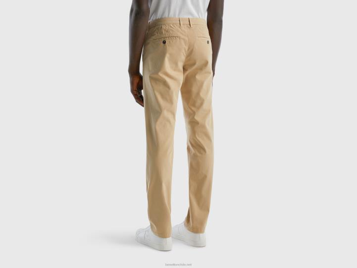 pantalones chinos slim beige NHBF4655 beige mujer Benetton