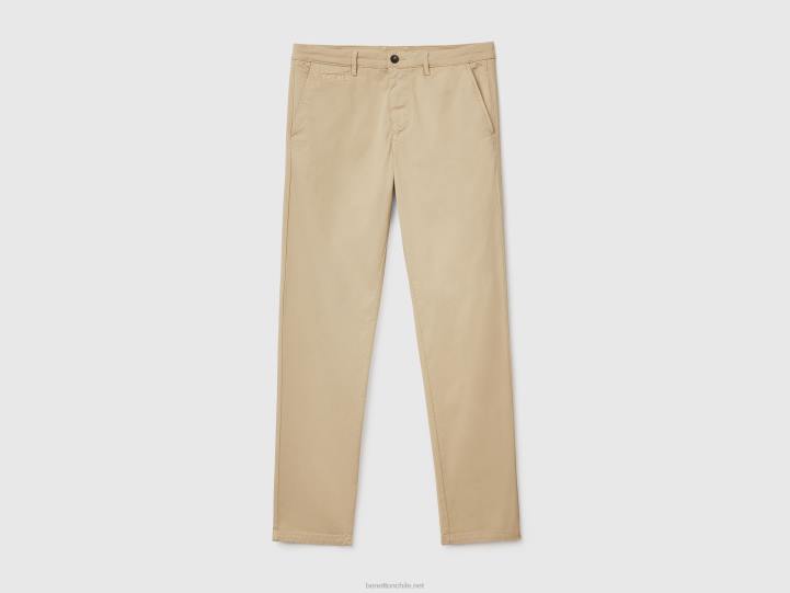 pantalones chinos slim beige NHBF4655 beige mujer Benetton