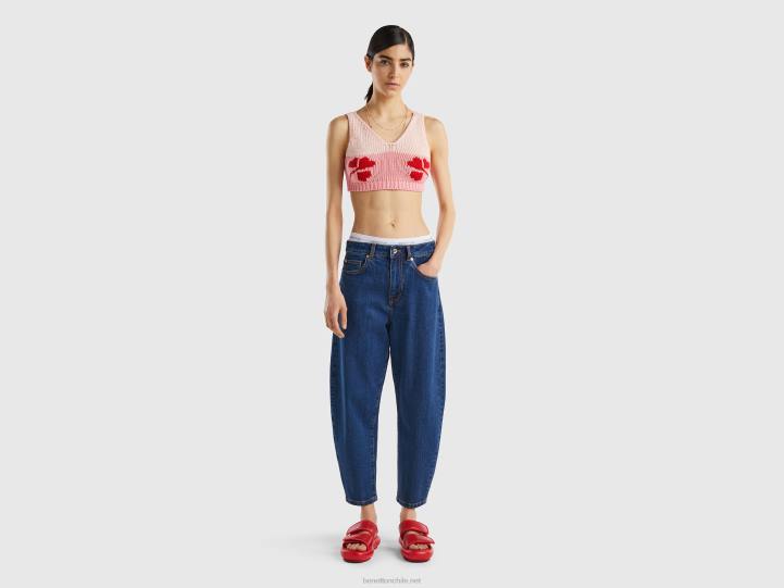 Vaqueros de corte globo 100% algodón NHBF687 azul mujer Benetton