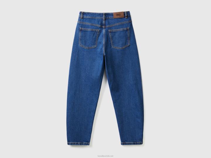 Vaqueros de corte globo 100% algodón NHBF687 azul mujer Benetton
