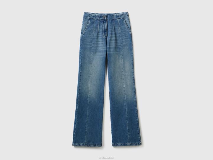 jeans acampanados 100% algodón NHBF4134 azul mujer Benetton