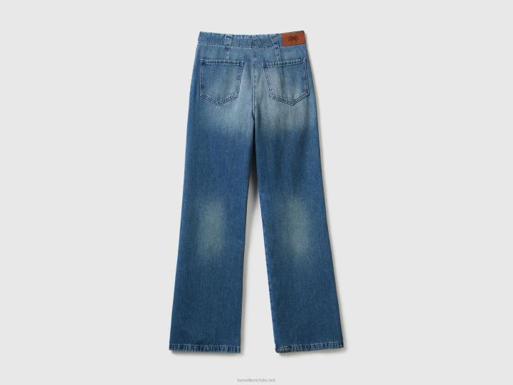 jeans acampanados 100% algodón NHBF666 azul mujer Benetton