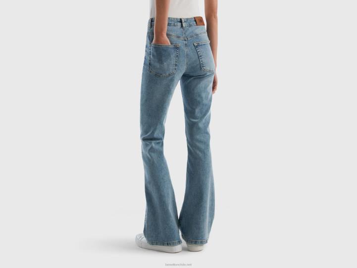 jeans acampanados elásticos NHBF674 azul mujer Benetton