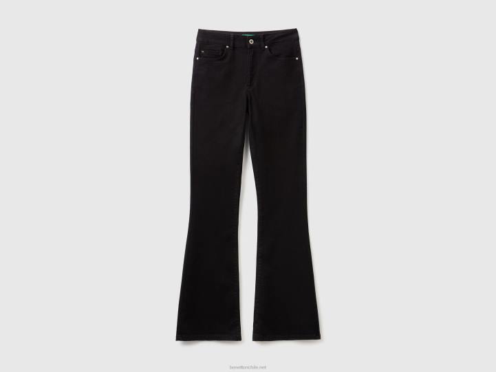 jeans acampanados elásticos NHBF685 negro mujer Benetton