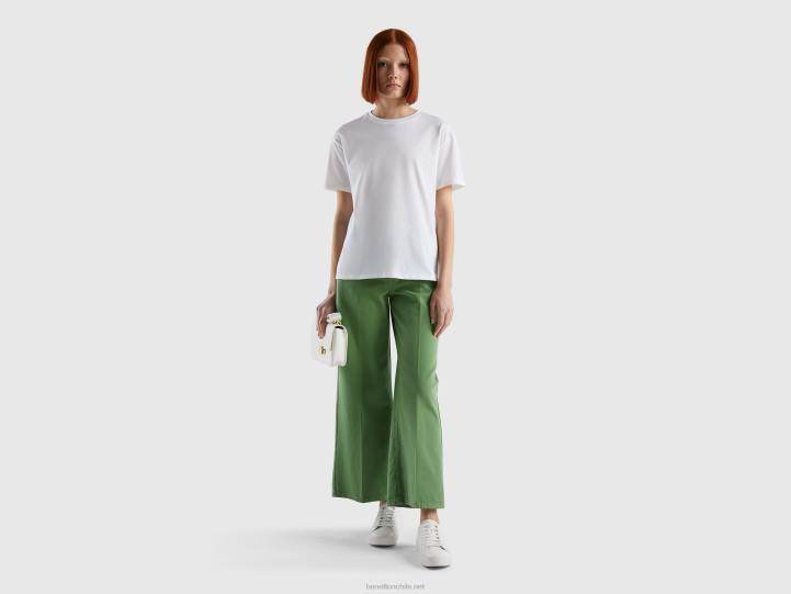 pantalones de talle alto con pernera ancha NHBF658 verde mujer Benetton