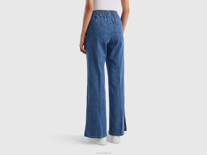 vaqueros acampanados con aberturas NHBF4144 azul mujer Benetton