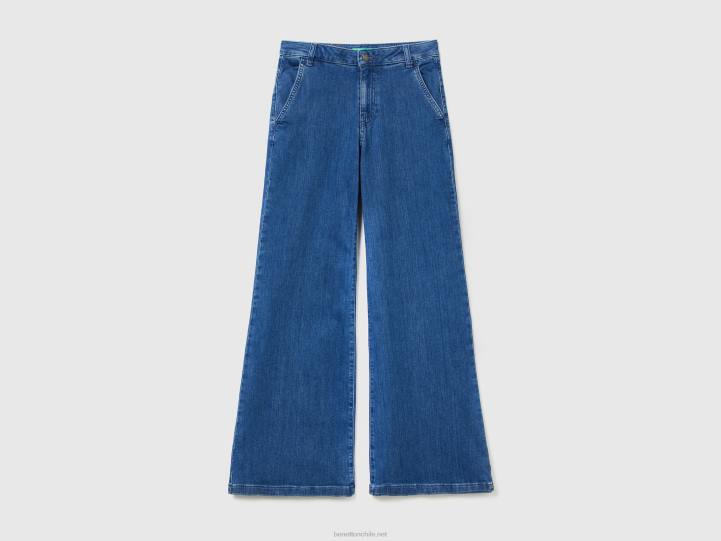 vaqueros acampanados de algodón elástico NHBF4150 azul mujer Benetton