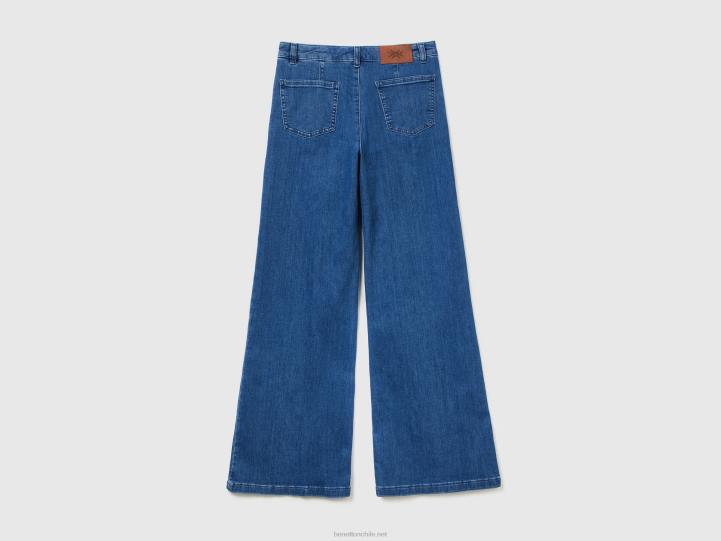 vaqueros acampanados de algodón elástico NHBF4150 azul mujer Benetton