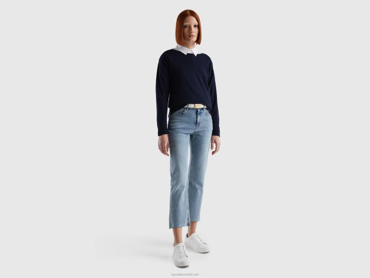 vaqueros capri con cinco bolsillos NHBF4131 cielo azul mujer Benetton