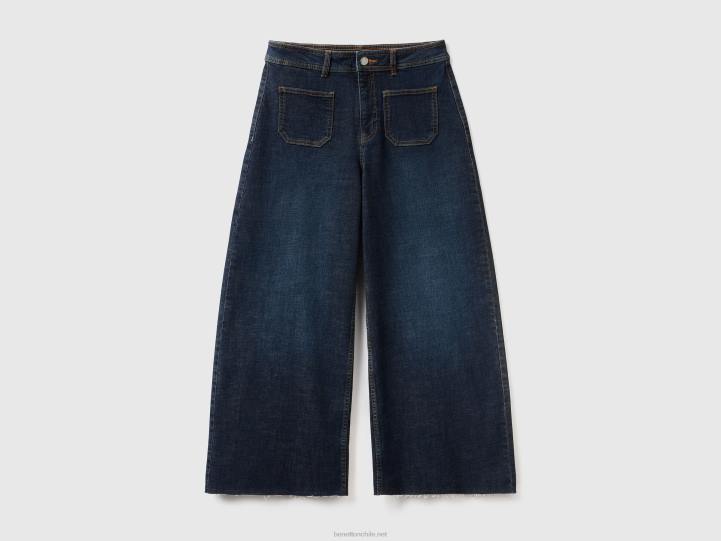 vaqueros cropped con pernera ancha NHBF668 azul mujer Benetton