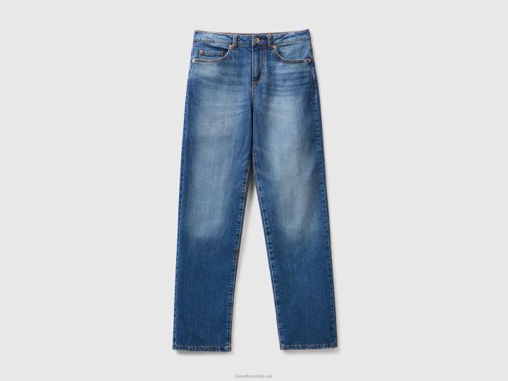 vaqueros rectos con cinco bolsillos NHBF665 azul mujer Benetton