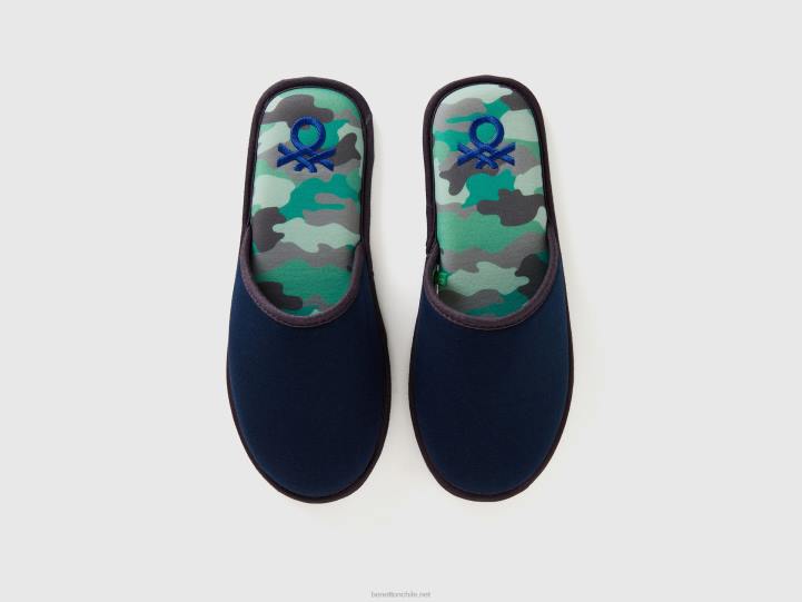 pantuflas estampadas NHBF913 azul oscuro mujer Benetton