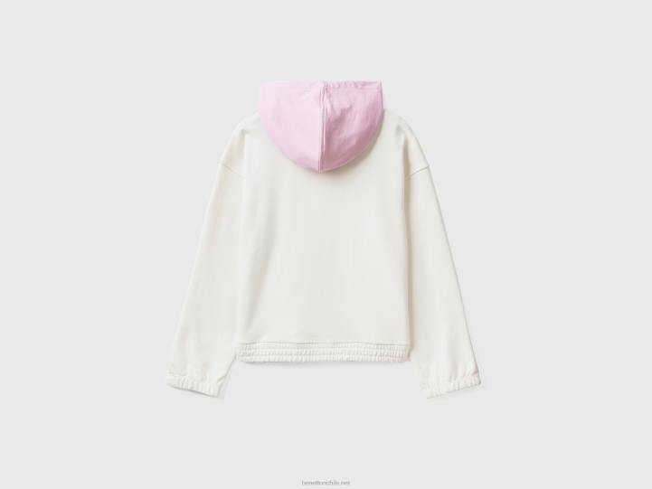 sudadera con capucha NHBF4199 Blanco crema mujer Benetton