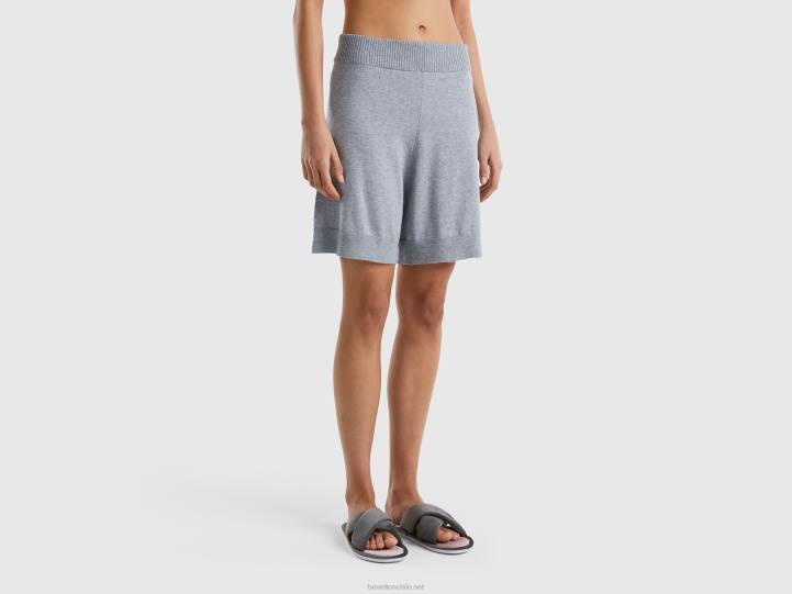 bermudas en mezcla de cachemir NHBF917 gris claro mujer Benetton