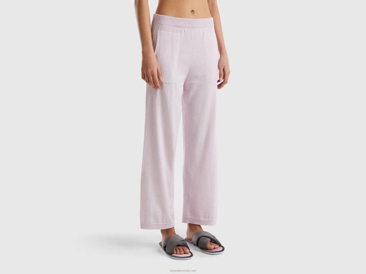 pantalones en mezcla de cachemira NHBF4191 Rosa suave mujer Benetton