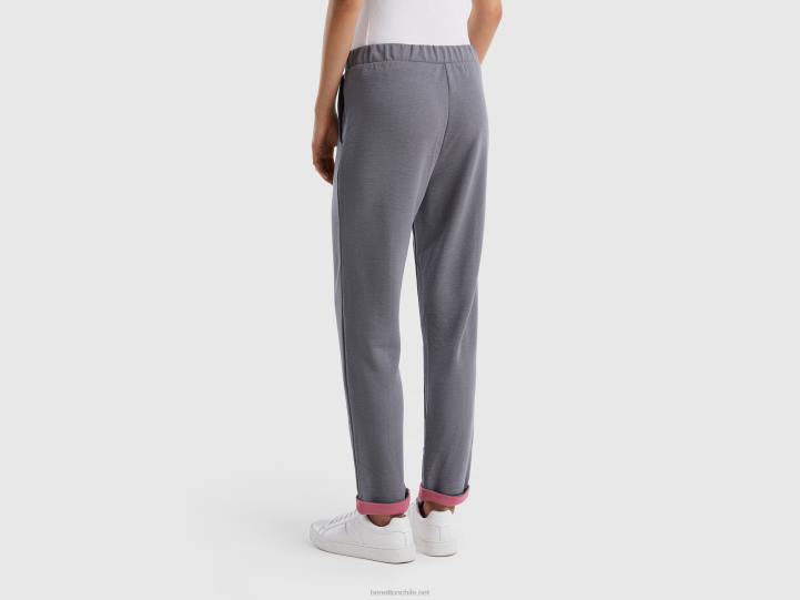 pantalones fluidos con bolsillos NHBF4181 gris oscuro mujer Benetton
