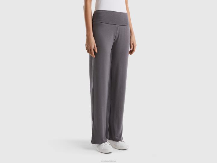 pantalones fluidos de talle alto NHBF4188 gris oscuro mujer Benetton